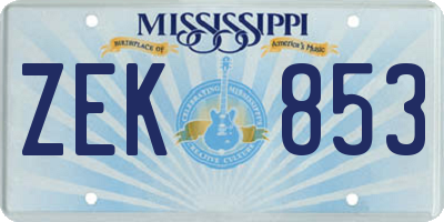 MS license plate ZEK853