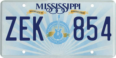 MS license plate ZEK854