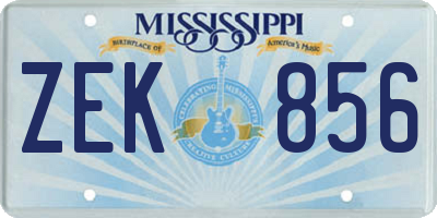 MS license plate ZEK856
