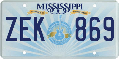 MS license plate ZEK869