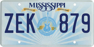 MS license plate ZEK879