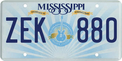 MS license plate ZEK880
