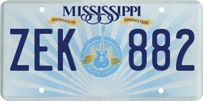 MS license plate ZEK882