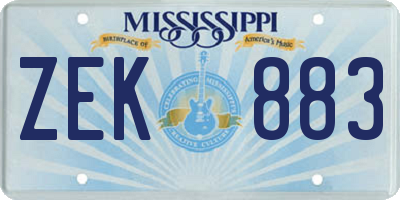 MS license plate ZEK883