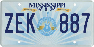 MS license plate ZEK887