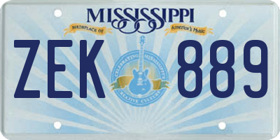 MS license plate ZEK889