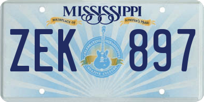 MS license plate ZEK897