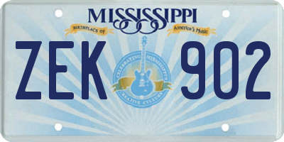 MS license plate ZEK902