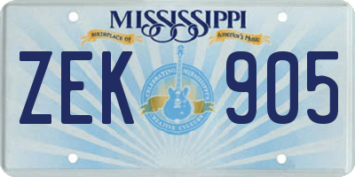 MS license plate ZEK905