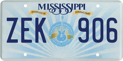 MS license plate ZEK906