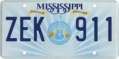 MS license plate ZEK911