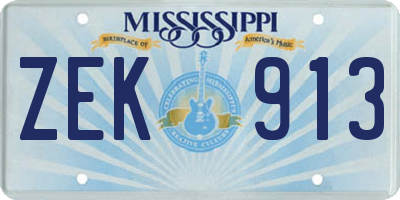 MS license plate ZEK913