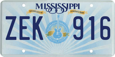 MS license plate ZEK916