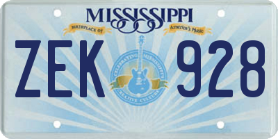 MS license plate ZEK928