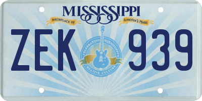 MS license plate ZEK939