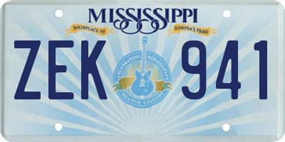 MS license plate ZEK941