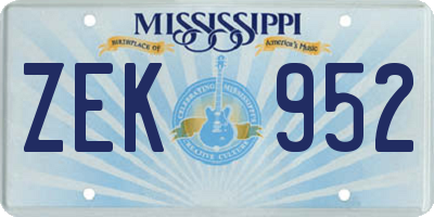 MS license plate ZEK952