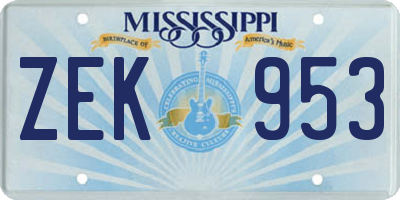 MS license plate ZEK953