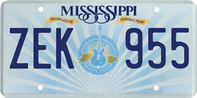 MS license plate ZEK955