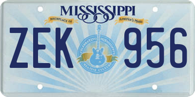 MS license plate ZEK956
