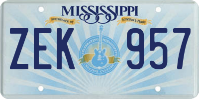 MS license plate ZEK957
