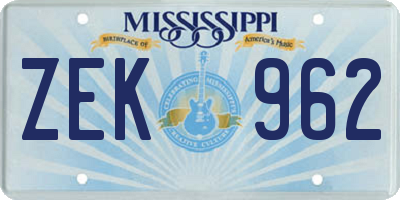 MS license plate ZEK962