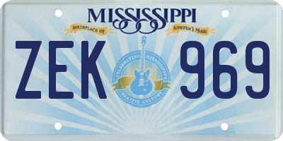 MS license plate ZEK969