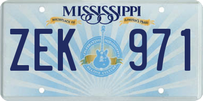 MS license plate ZEK971