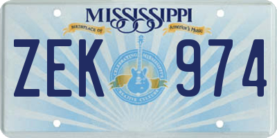 MS license plate ZEK974