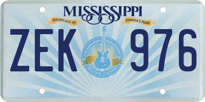 MS license plate ZEK976