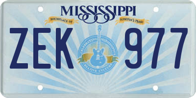 MS license plate ZEK977