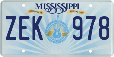 MS license plate ZEK978