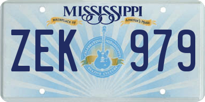 MS license plate ZEK979