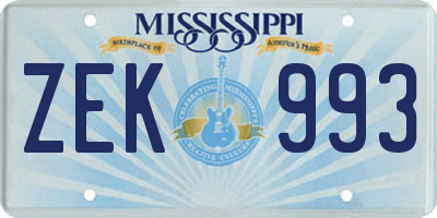 MS license plate ZEK993