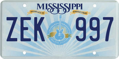 MS license plate ZEK997