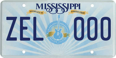 MS license plate ZEL000