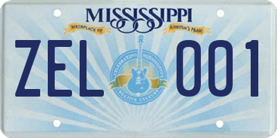MS license plate ZEL001