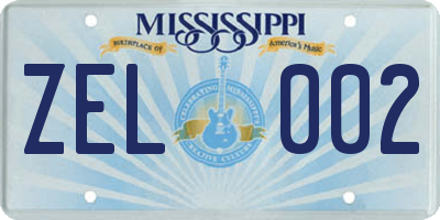 MS license plate ZEL002