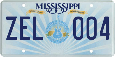 MS license plate ZEL004
