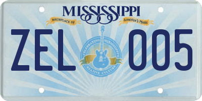 MS license plate ZEL005