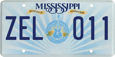 MS license plate ZEL011
