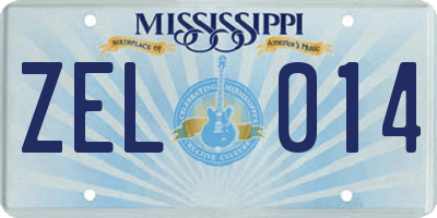 MS license plate ZEL014