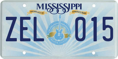 MS license plate ZEL015