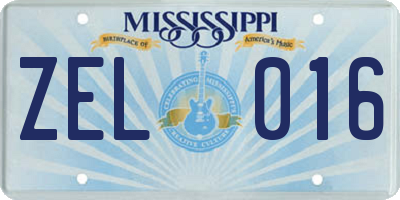 MS license plate ZEL016
