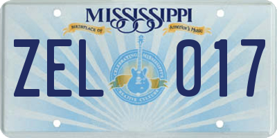 MS license plate ZEL017