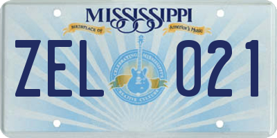 MS license plate ZEL021