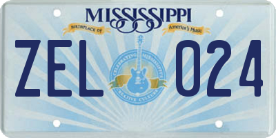MS license plate ZEL024