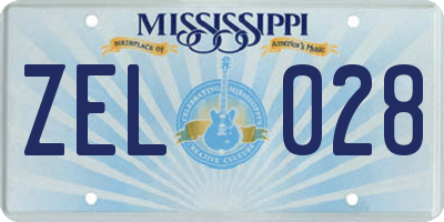 MS license plate ZEL028