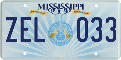MS license plate ZEL033