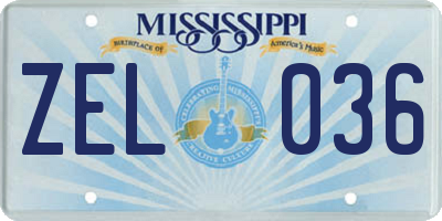 MS license plate ZEL036